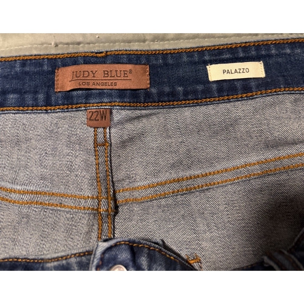 Judy Blue Palazzo Jeans 22W High Rise Wide Leg Stretch Denim Medium Wash - Picture 6 of 12